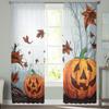 Halloween Pumpkin Leaves Dead Branch Sheer Curtains Home Window Decorations Voile Tulle Curtains For Living Room Bedroom Kitchen