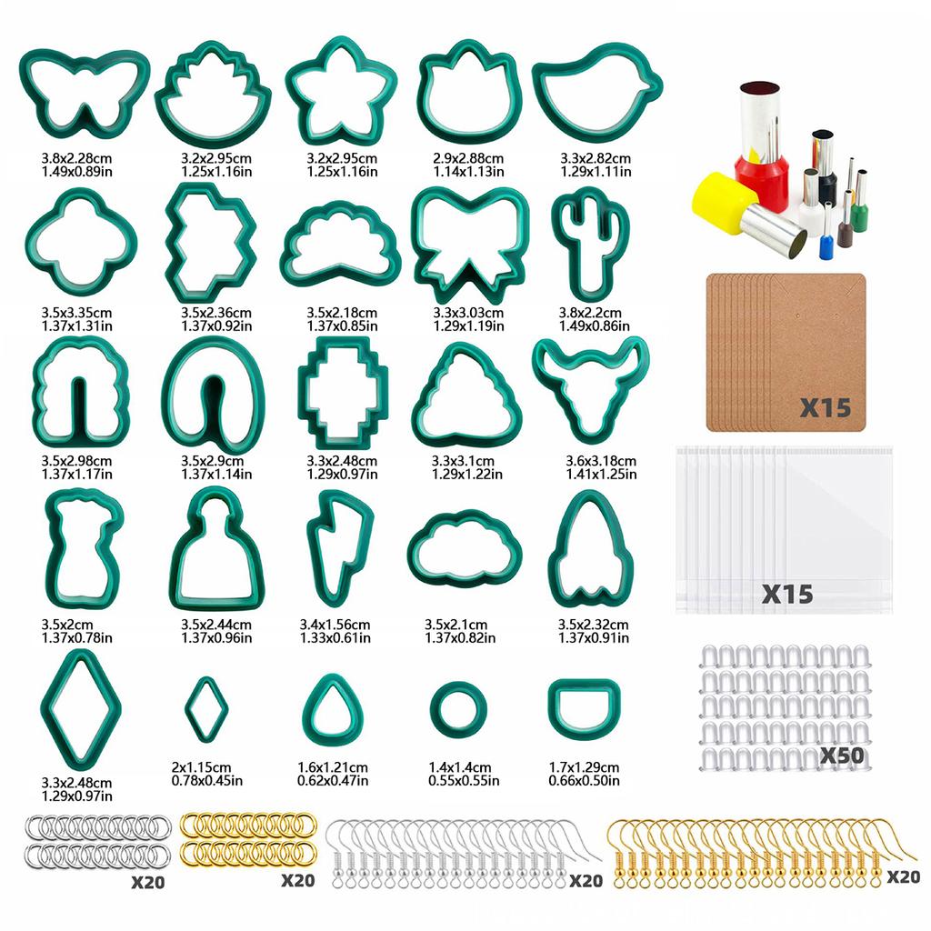 24/142/193 Pcs Polymer Clay Cutters Set Plastic Clay Earring Cutter Stainless DIY Jewelry Mold Earring Making Accessories