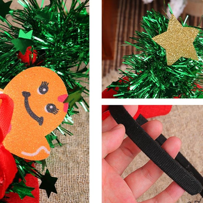 Set Of 4 Adjustable Size Headbands Christmas Themed Headwear Handmade Festives Costume Accessories Party Supplies