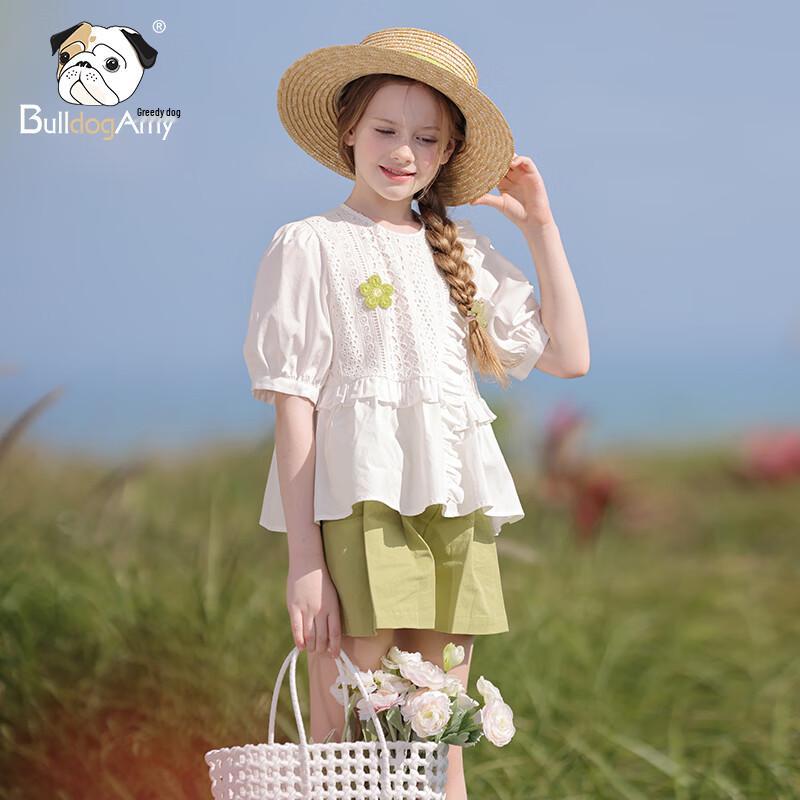 

Белая хлопковая футболка с коротким рукавом для девочек CHANZUIGOU 140