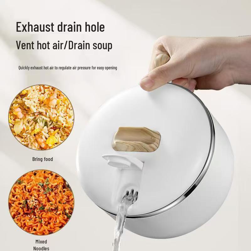 304 Stainless Steel Large Capacity Instant Noodle Bowl with Lid and Heat Preservation for Dormitory or Lunch.