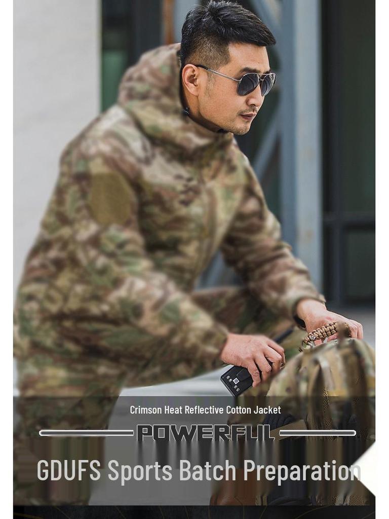 Angken Men's Red Flame Camouflage Heat-Reflective Winter Tactical Jacket