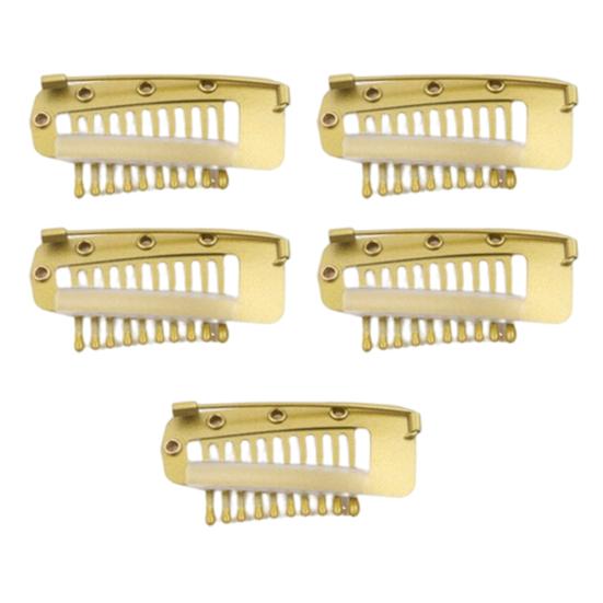 5Pcs Wig Clip with Safety Pin 10-Teeth Hair Extension Snap Clip Heavy Duty Metal Invisible Wig Securing Comb Chunni Dupatta Setting Clip