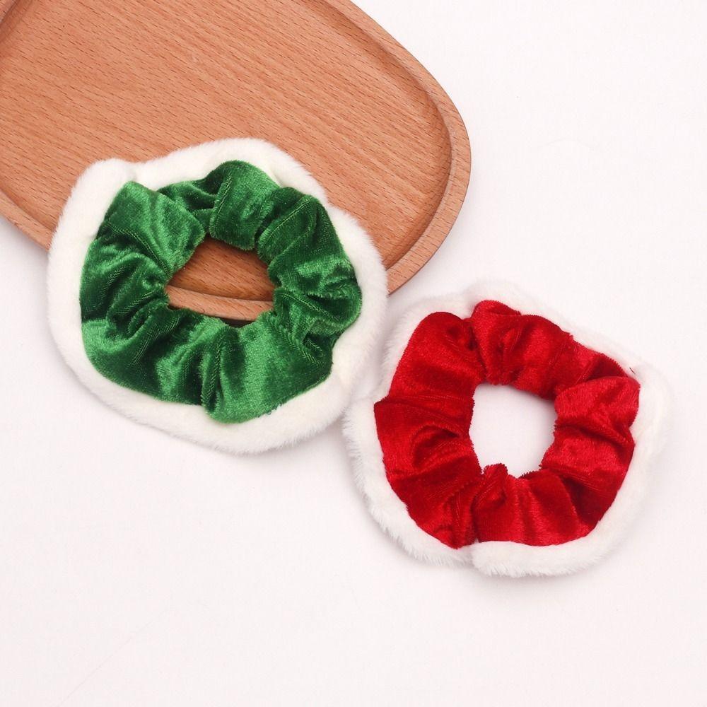 Soft Christmas Velvet Hair Scrunchie Elastic Hair Ties Hair Ring Plush Hair Bands Holiday