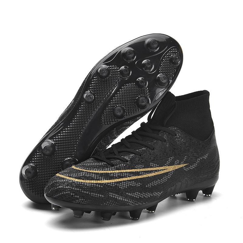Football shoes Men's and women's high-top broken nails Spikes Children's students Adult grass game training shoes