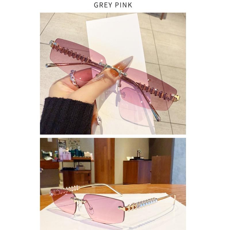 Damskie okulary przeciwsłoneczne, modne wielokątne bezramkowe okulary przeciwsłoneczne dla kobiet i mężczyzn