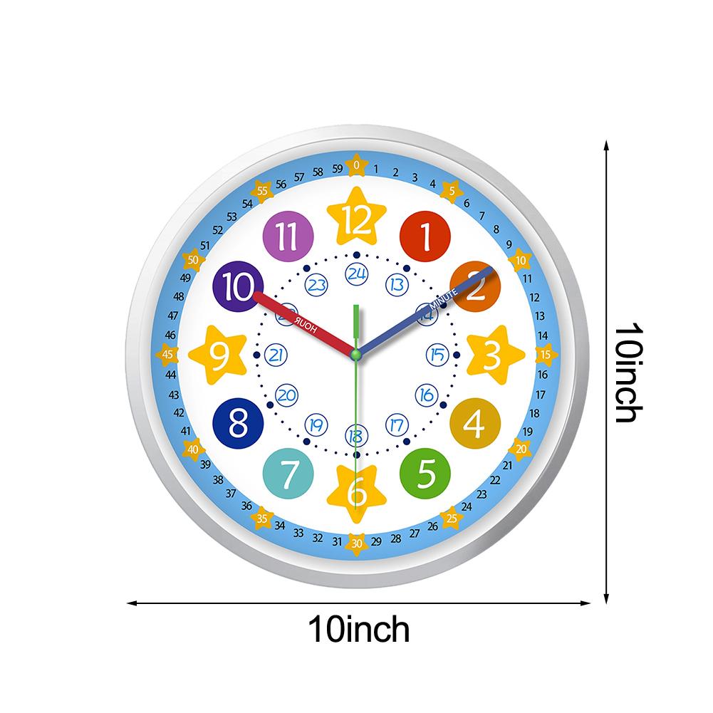 Silent Wall Clock 10/12 Inches Alam Clock For Children’s Learning And Bedroom Or Study Decoration Wall Ornaments
