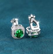 Wish platinum super flash square full of diamonds and large zircon ear clips, simple and small temperament