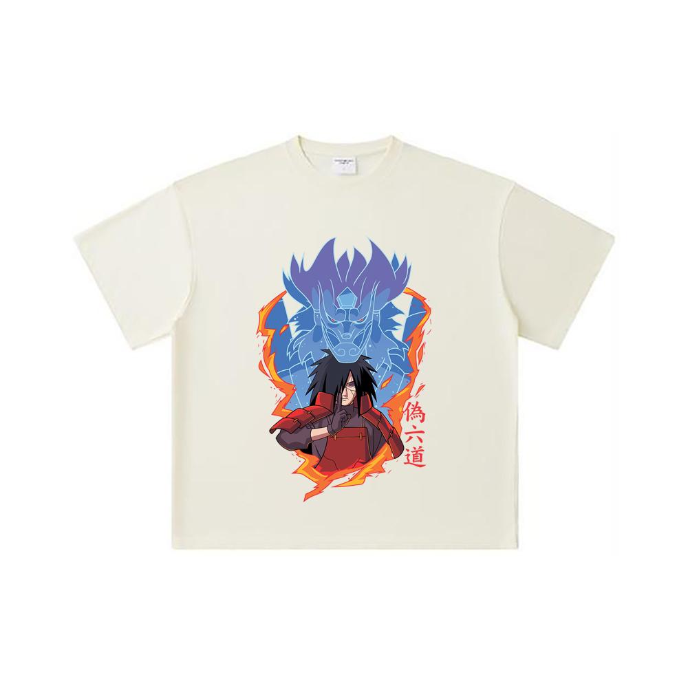 

260 GSM Double Yarn 32 Count 100% Cotton Naruto V13 Madara Print Unisex Heavy Cotton T Shirt S абрикосовый