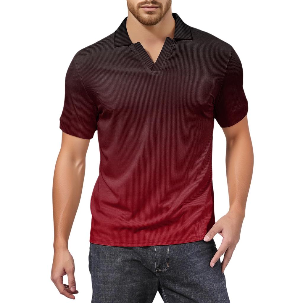 Men's Fashion Printed V-Neck Short Sleeve Top Golf T-Shirt