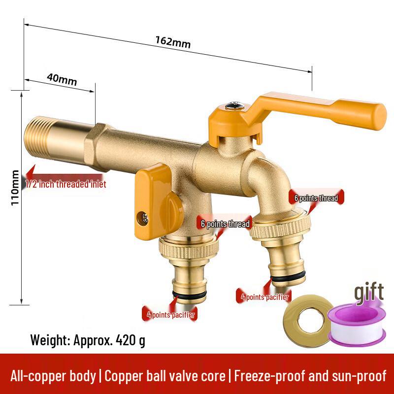 TLXT All-Copper Anti-Freeze Dual Outlet Outdoor Faucet