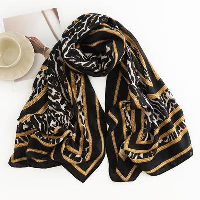 Women’s Leopard Print Fashion Light Luxury Style Scarf Soft Comfortable Sunscreen Shawl Faux Pashmina Casual Scarf for Travel Work Evening Dress