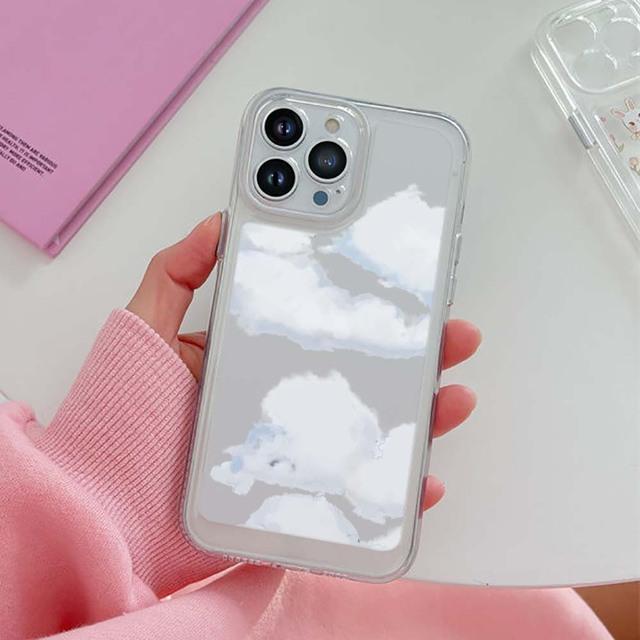 

Чехол для телефона с белыми облаками для Iphone 14 13 12 11 Promax Mini Plus Xr Xs Max 7 8 Se 2022, прозрачный мягкий силиконовый чехол For iPhone 13 Pro