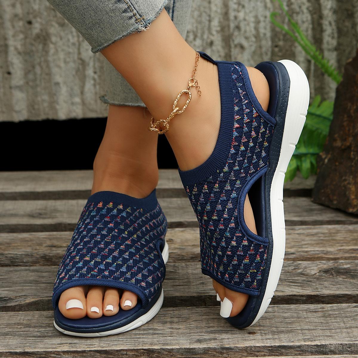 Foreign Trade 2025 Summer New Fashion European and American Large Size Flat 2025 Flying Weaving Women s Sandals 36 синий 3156₽