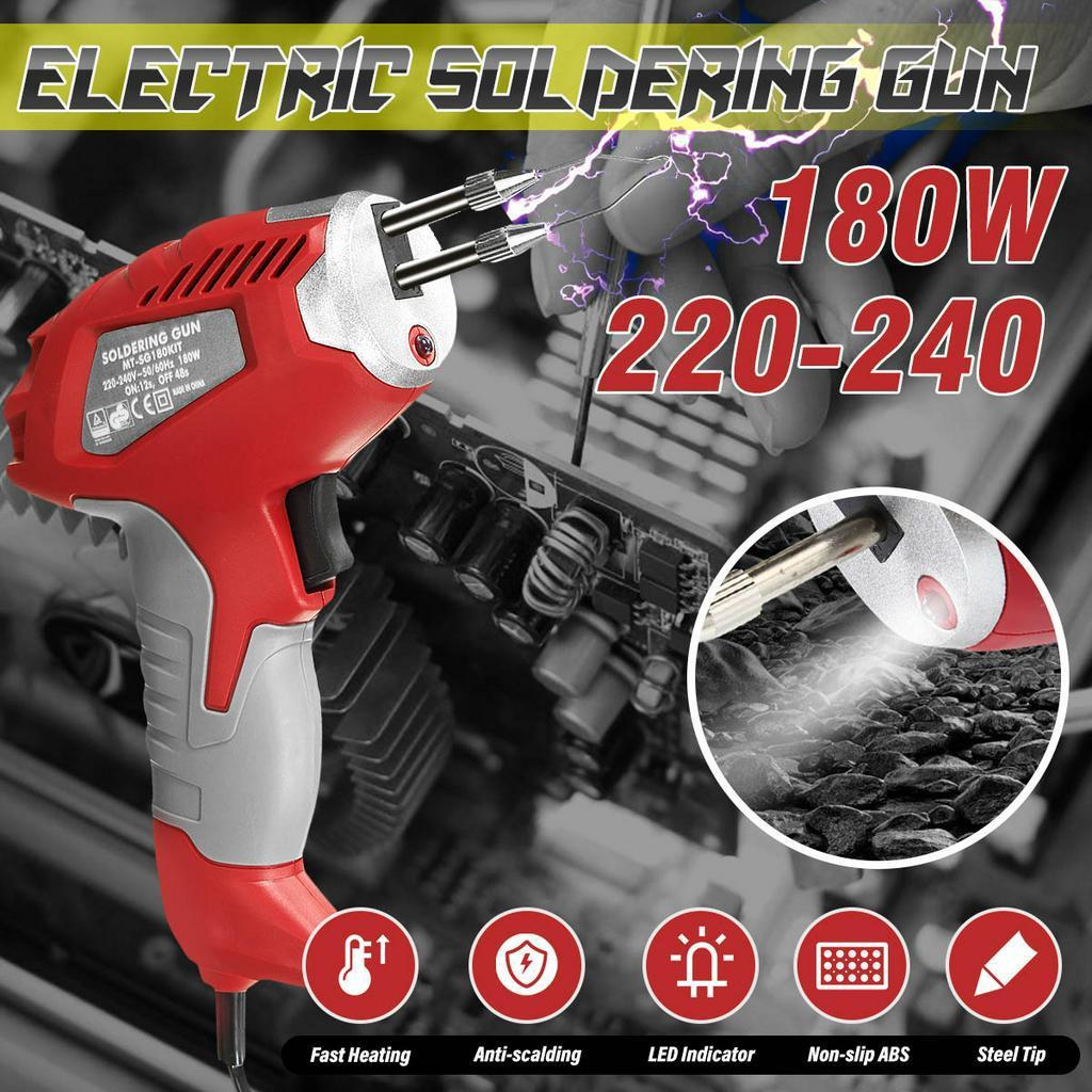 

220-240 В Ручной электрический паяльник-пистолет Внутренний нагрев Паяльник Инструменты для пайки проволоки Ремонтный набор со светодиодной подсветкой 180 Вт