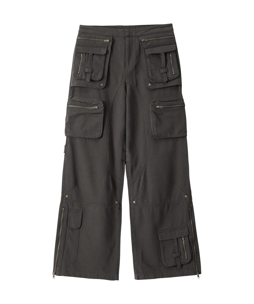 Uallong Lowrise Washed Curve Cargo Pants - Khaki
