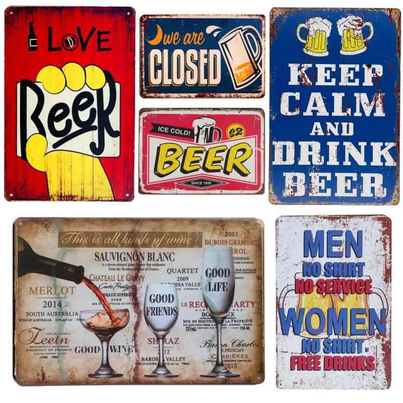 Vintage Beer Cheers Metal Tin Signs Wall Decor Pub Bar Man Cave Club Restaurant Kitchen Crafts Plate Room Decoration