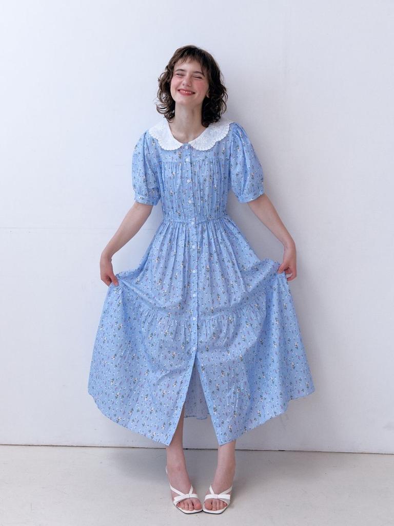 Fabric Seoul Lace Collar Shirt Cancan Dress