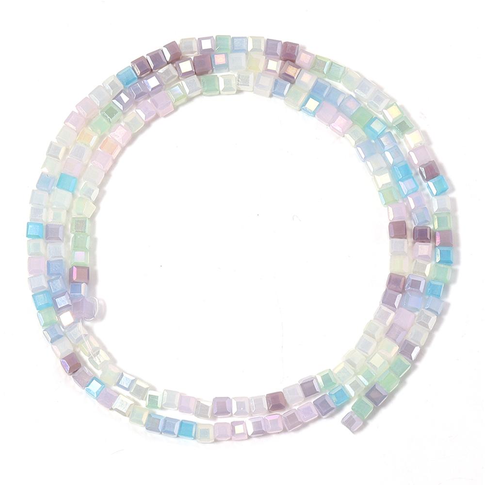 2.5mm Square Faceted Crystal Beads Multicolor Cube Glass Loose Beads For Jewelry Making DIY Crafts Necklace Bracelet Accessories