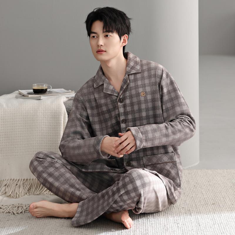 Pajamas Men'S Autumn And Winter Thin Velvet Island Velvet Large Size Suit Homewear Winter