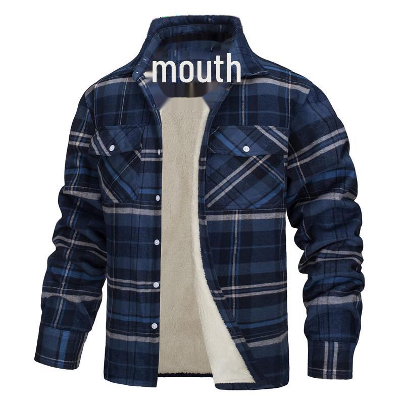 Men's Plush Plaid Lapel Jacket 2026 – Long-Sleeved, Single-Breasted, Loose Fit