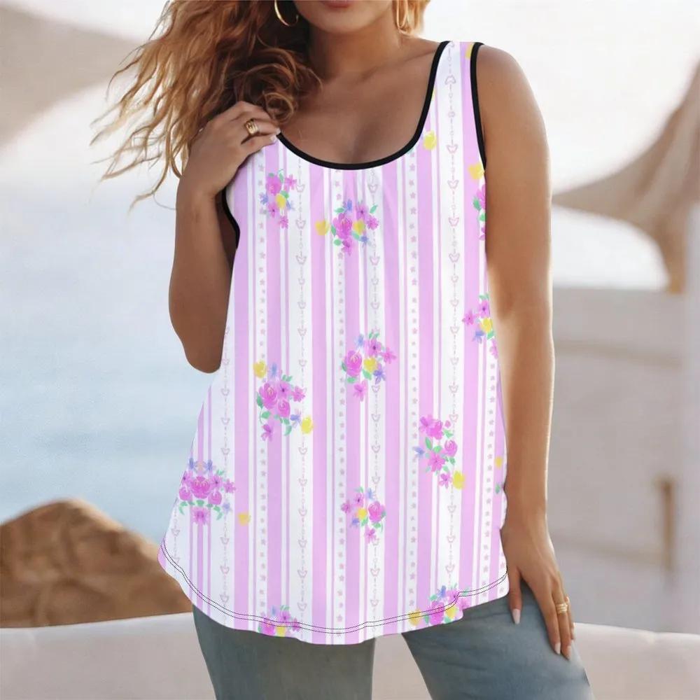 Casual Loose Women s Sleeveless Top Comfortable Flower Printed Vest Fashion Versatile Camis Tank Tops XS
