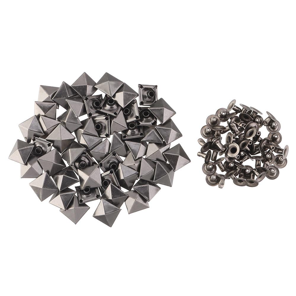 

50Sets Fashion Garment Aceessories Shoes Bag Decor Square Rivets Metal Spikes Cloth Button Fix Studs 7mm серый