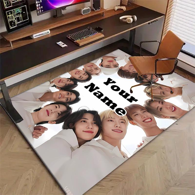 Custom Kpop Team Mat Personalized Name, Polyester Washable Indoor Entryway Rug, Gift for Christmas, Easter, Thanksgiving Day