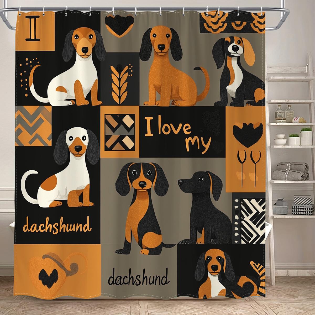 

1 Pack Cute Dachshund Puppy Shower Curtain - Polyester Fabric With Hooks, Four Seasons Home Decor, Modern Bathroom Decor W60H190(CM)-1 Pcs
