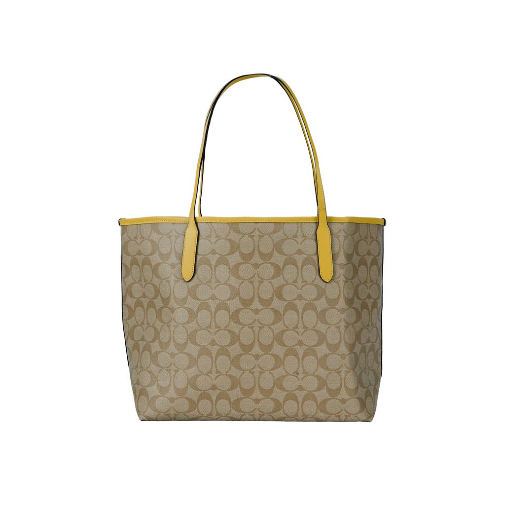 New COACH City Artificial Leather Tote Bag, Shopping Bag, Handbag, Shoulder Bag Women's Khaki C8605-IMTVE