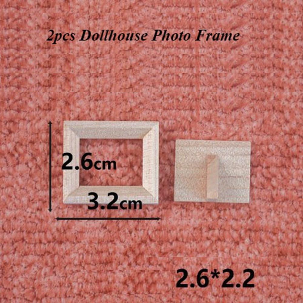 2pcs 1/12 Dollhouse Miniature  Photo Frame DIY Accessories Photo Display New Wood Photo Frame
