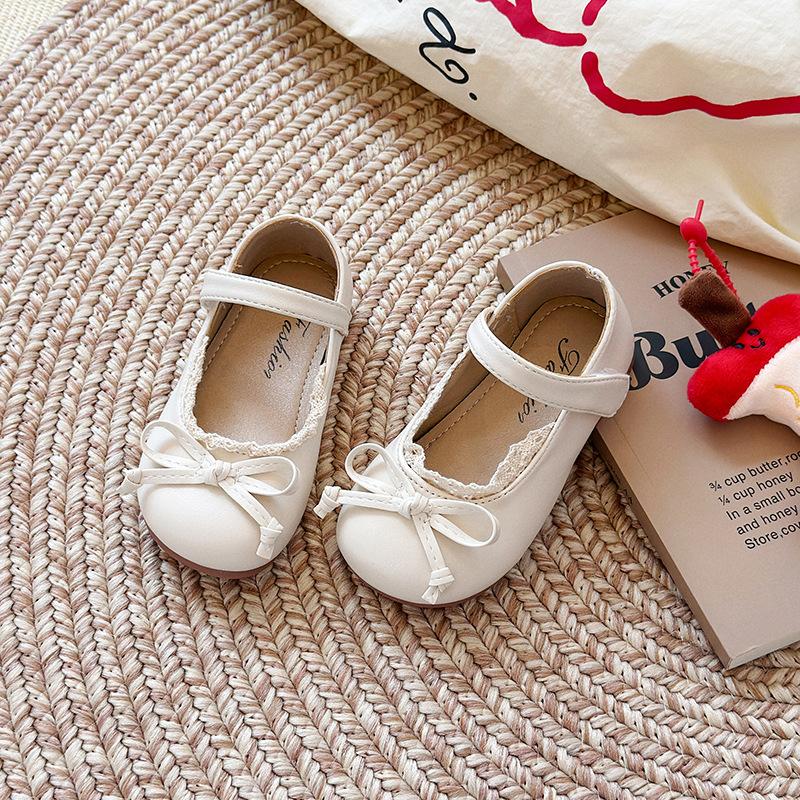 Girls small leather shoes autumn new children soft-soled beanie shoes girl baby bow princess shoes little girl single shoes