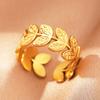 Stainless Steel Rings Vintage Plants Leaves Snake Exquisite Star Moon Adjustable Open Sweethearts Rings For Women Zircon Gifts