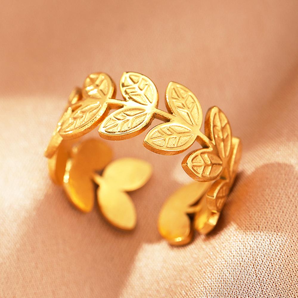 Stainless Steel Rings Vintage Plants Leaves Snake Exquisite Star Moon Adjustable Open Sweethearts Rings For Women Zircon Gifts