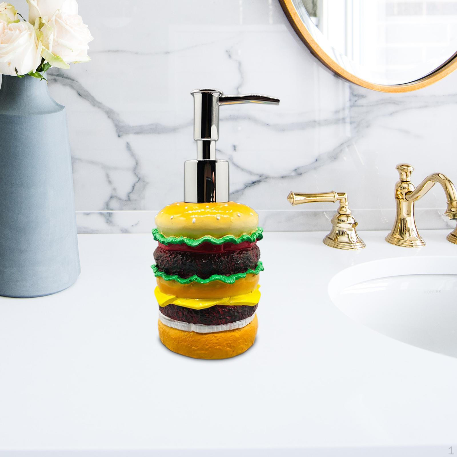 

Cute Donut Soap Dispenser Hand for Bathrooms Kitchen Countertops Hamburger