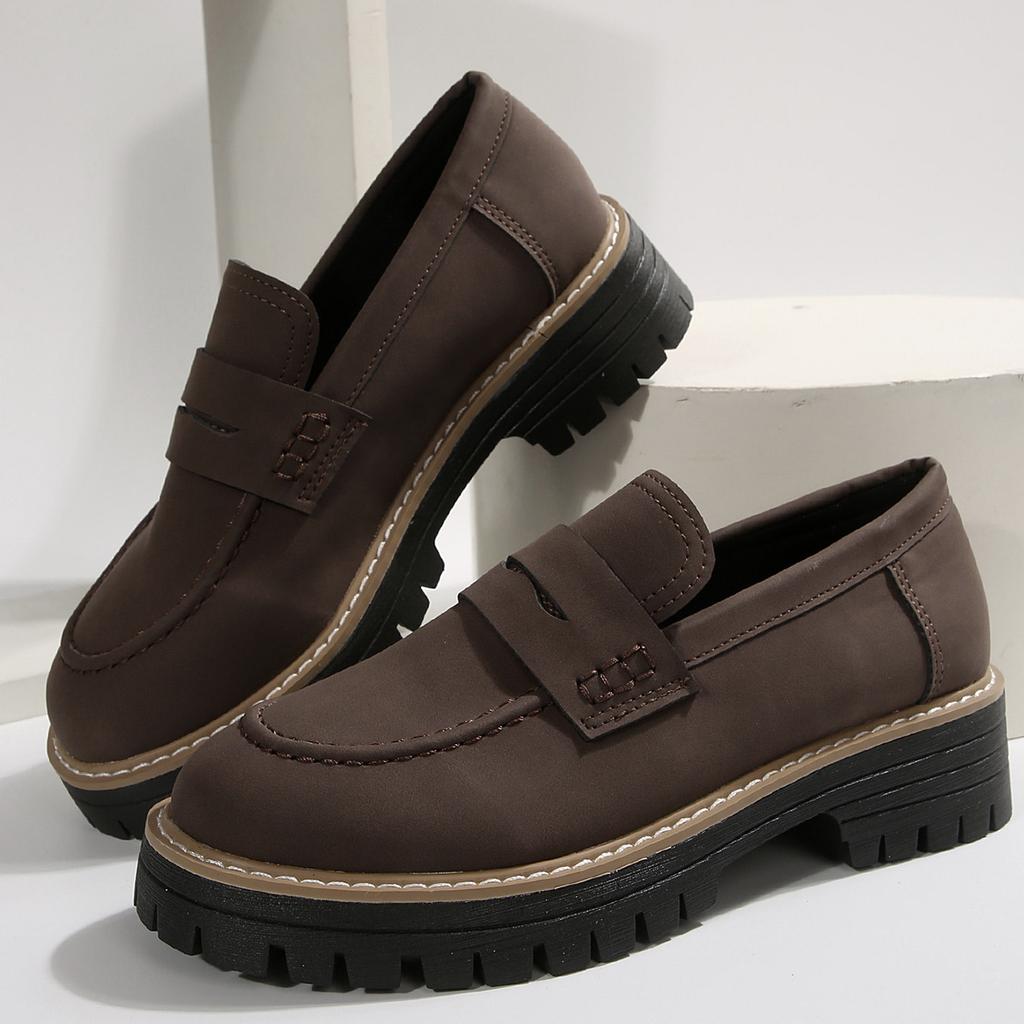 New Spring and Autumn Large Size Casual Scrub Women's Shoes Thick Heel Platform Retro