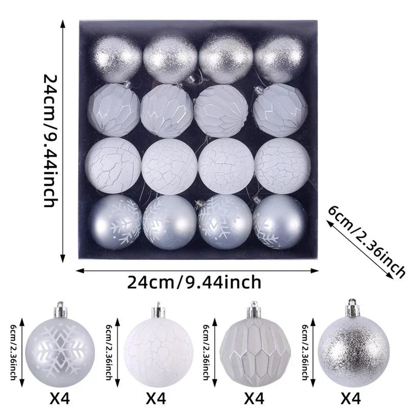 

16PCS 6cm Christmas Ball Pendant Christmas Party Tree Decor Christmas Ball Pendant Gift Set New Year Xmas Hanging Ornament