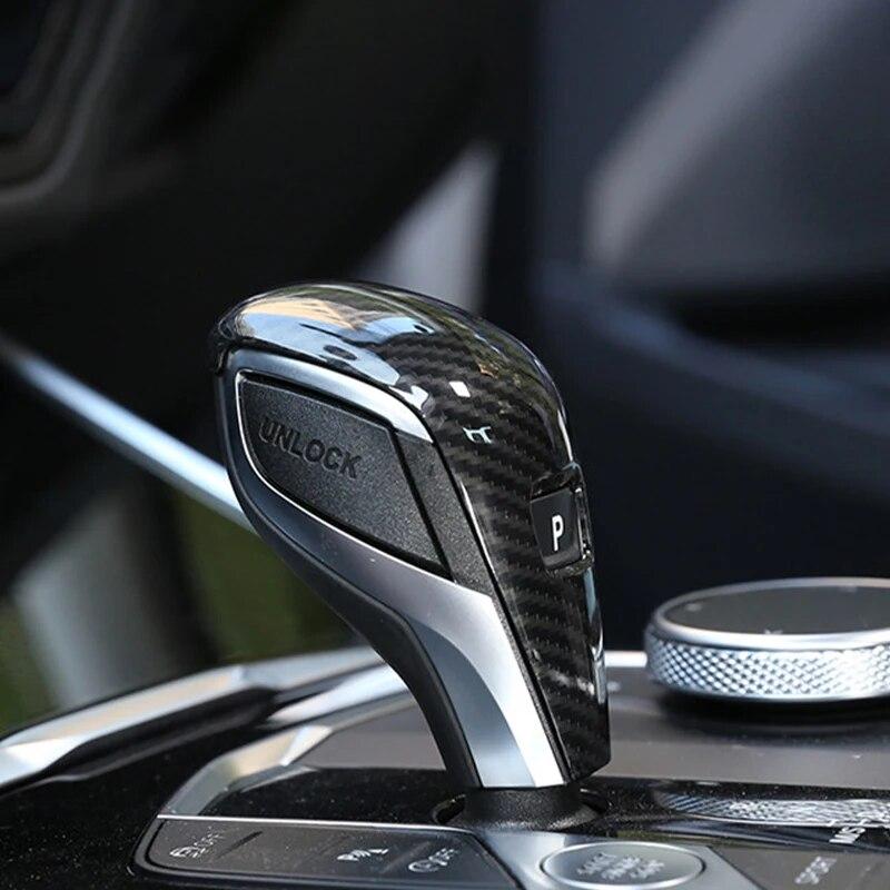 Car Interior Gear Shift Handle Sleeve Cover Trim Carbon Fiber Texture ABS Decoration Accessories For BMW 3 Series G20 G28