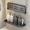 Ensemble d'étagères en aluminium sans perçage - Organisateur mural pour salle de bain/douche/cuisine, Étagère de rangement antirouille pour articles de toilette et épices