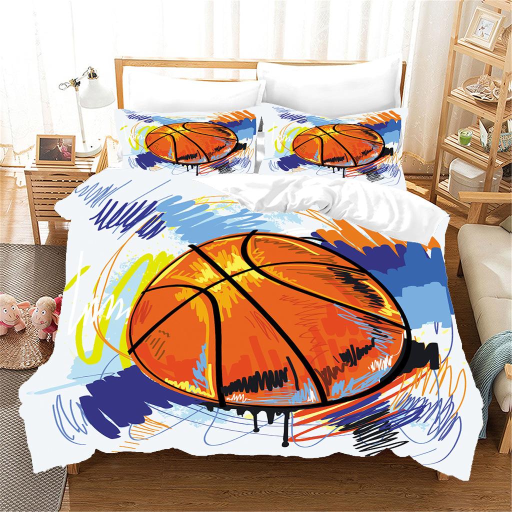 Basketball Duvet Cover Set Hit The Broken Wall Ball Theme Bedding Set For Kids Teens Queen King Size 2/3pcs Soft Quilt Cover