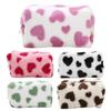 Fuzzy Makeup Bag Fluffy Plush Zipper Cosmetic Pouch with Heart Pattern Cute Pencil Case Travel Toiletry