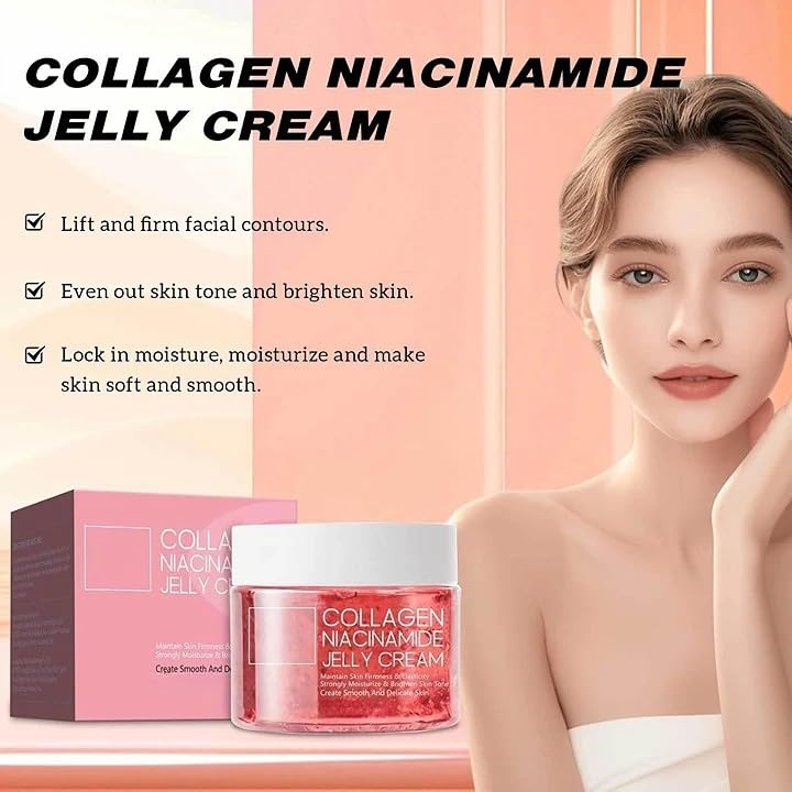 "Collagen Jelly Cream for Face - Korean Skincare Collagen Cream with Niacinamide & Freeze-Dried Hydrolyzed Collagen | Pore Reducing, Moisturizing &