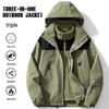 Couple's Breathable Waterproof Windbreaker: Men's 3-in-1 Detachable Set with Liner & Women's Mountaineering Jacket