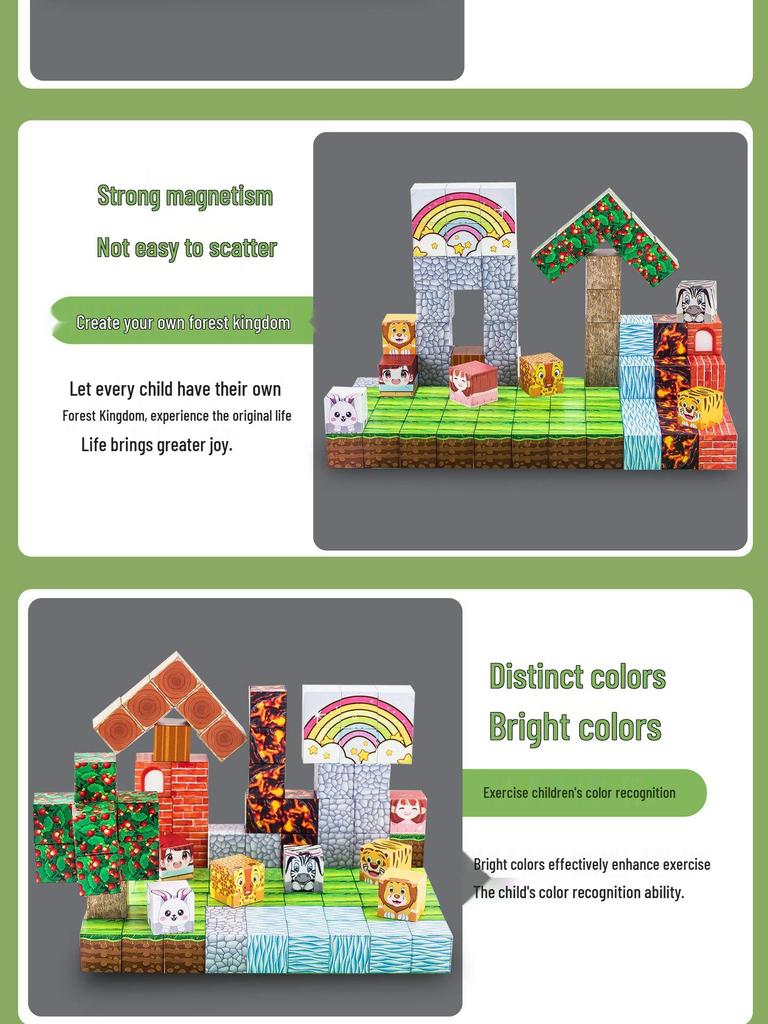 Eco-Friendly Magnetic Building Blocks: Large Particle Educational Puzzle Toy, Creative Pixel Style Scene Assembly Cubes