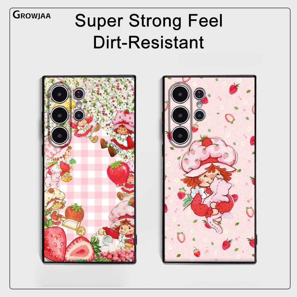 Strawberry Pink S-Shortcake Phone Case Samsung Galaxy S25 S24 S22 S23 Ultra S21 S20 Plus 5G Frosted Non-Slip Full Soft Cover