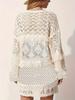 French Vintage Crochet Lace Tassel Cardigan - Loose, Drop Shoulder, Long Sleeve Mid-Length Knitwear