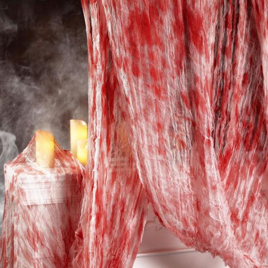 40" x 70" Halloweenská strašidelná látková dekorace Děsivá gáza s krví/černá/bílá Strašidelná látka