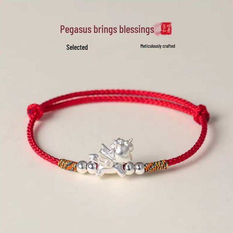 New Year Zodiac Blessings Bracelet: Prosperity & Success Red/Black Rope Hand Ornament