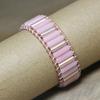 Pink Tube Bead Leather Wrap Bracelet – Rose Gold Accent Boho Jewelry, Adjustable Love Gift for Women