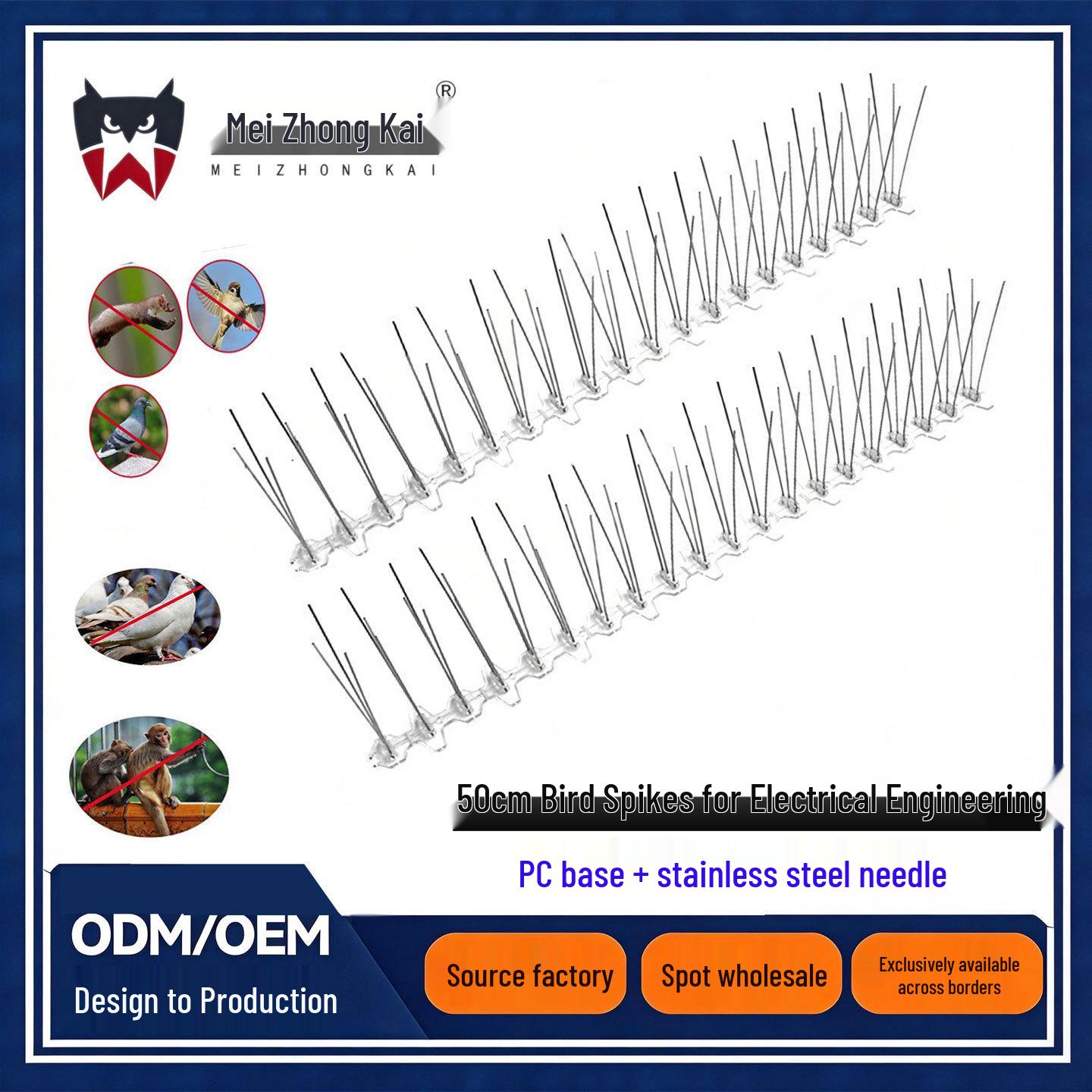 50cm Stainless Steel Anti-Bird Spikes - Pigeon and Sparrow Deterrent MZK010 Variant